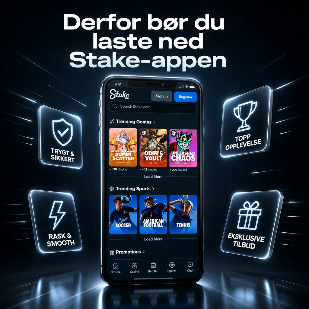 Stake-appen gir raskere responstid, push-varsler og stabil ytelse for spill på casino og sportsbook