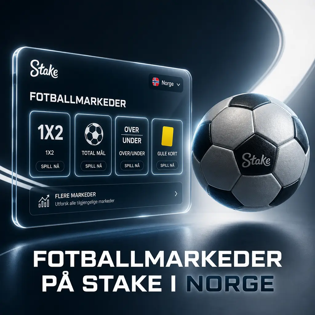 Oversikt over fotballmarkeder på Stake, som kampvinner, handicap, målscorer og hjørnespark for spillere i Norge.