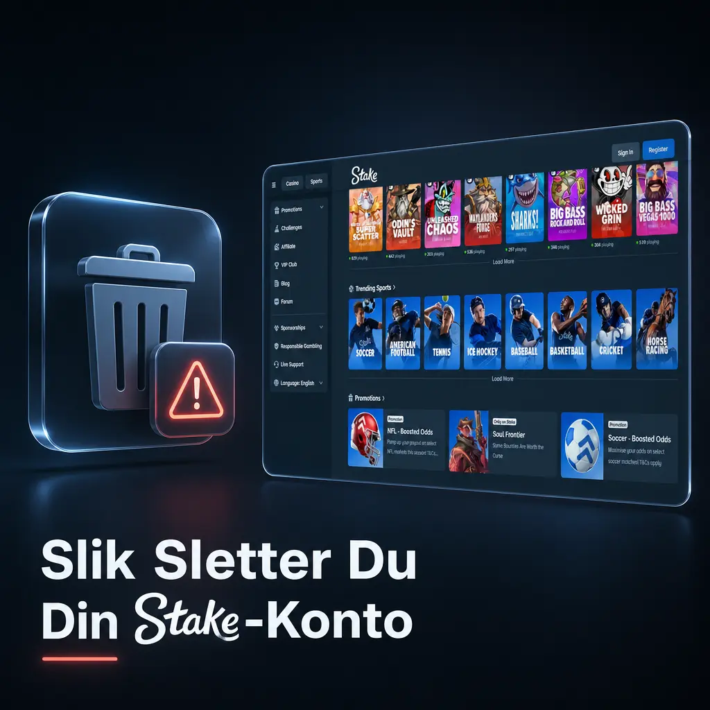 Steg-for-steg guide som viser hvordan du sletter Stake-kontoen din via innstillinger eller kundeservice.