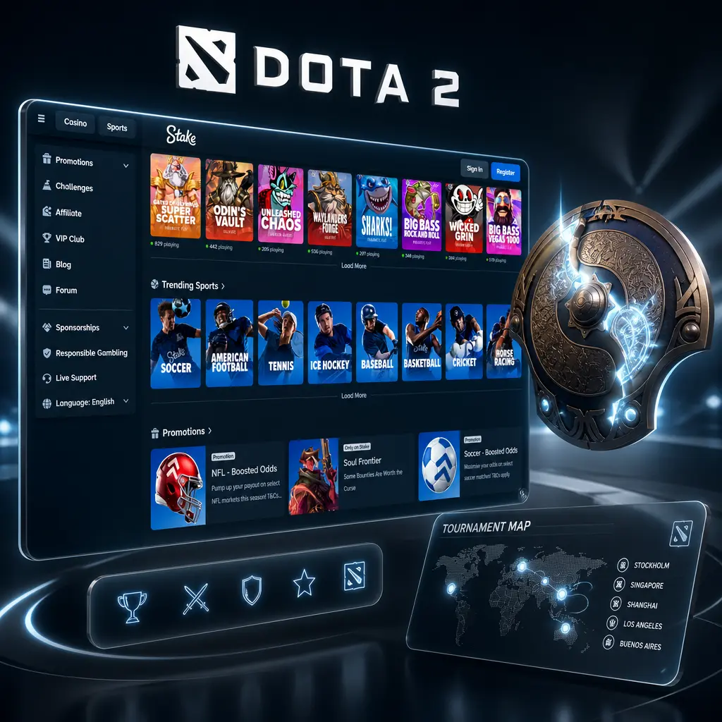 Dota 2-esportsbetting: to lag på fem spillere kjemper om å ødelegge motstanderens Ancient i store turneringer.