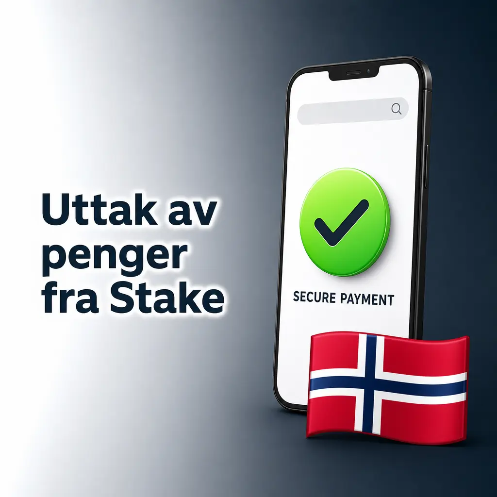 Skjermbilde som viser stegene for uttak av penger fra Stake via kryptovaluta og lommebokadresse.